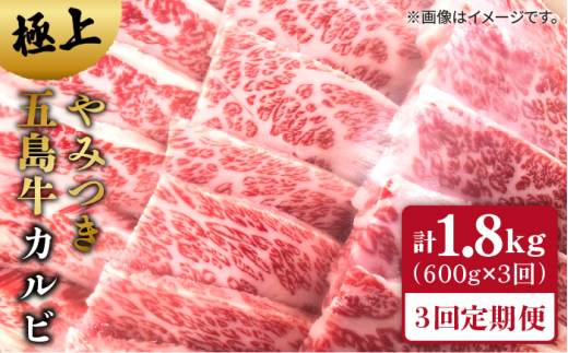 
【全3回定期便】極上 やみつき 五島牛 カルビ 600g【肉のマルヒサ】 [PCV016]
