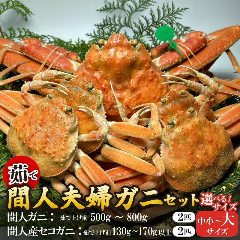 【ふるさと納税】間人漁港仲買人の丸友鮮魚三代目・自慢の間人夫婦ガニセット≪茹で≫ 中小サイズ 大サイズ