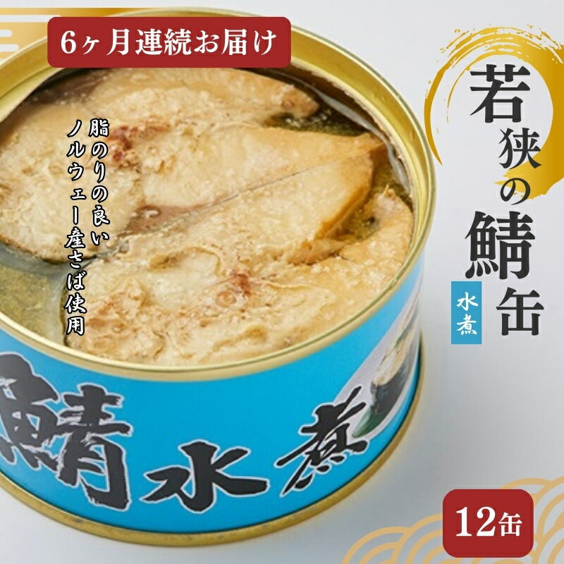 【ふるさと納税】【6ヶ月連続お届け】若狭の鯖缶12缶セット（水煮） 加工食品 魚の加工品 鯖の缶詰 水煮缶 鯖の水煮 鯖の水煮缶 つまみ 調理 食材 魚の缶詰 お魚 食品 ストック 塩味 ノルウェー産 ノルウェー産鯖 DHA 便利 手軽 酒のあて
