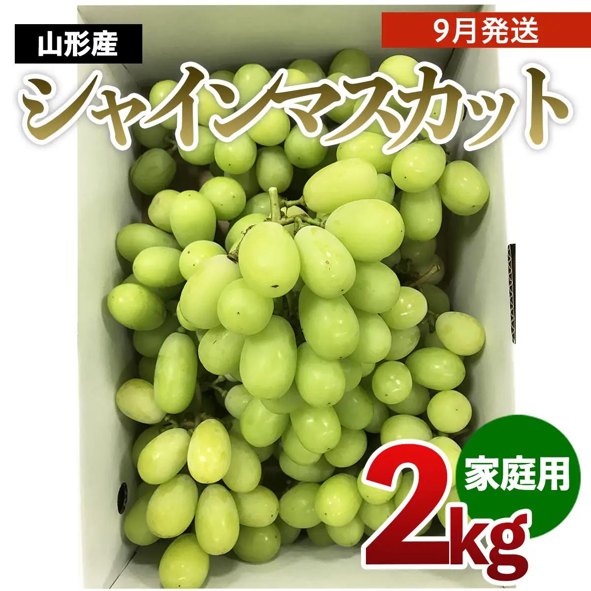 【ご家庭用】シャインマスカット 2kg入り 1箱 [前半]【令和8年産先行予約】FU19-485 くだもの 果物 フルーツ 山形 山形県 山形市 2026年産