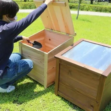 ベランダに置けるおしゃれな木製コンポスト(消滅型)☆ブラウン☆【1186704】