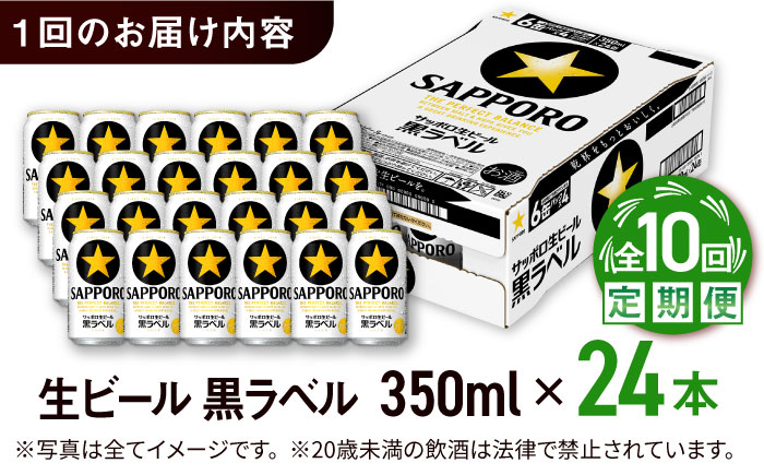 【全10回定期便】サッポロ生ビール 黒ラベル 350ml×24缶　合計240缶 日田市 / 株式会社綾部商店 [ARDC074]