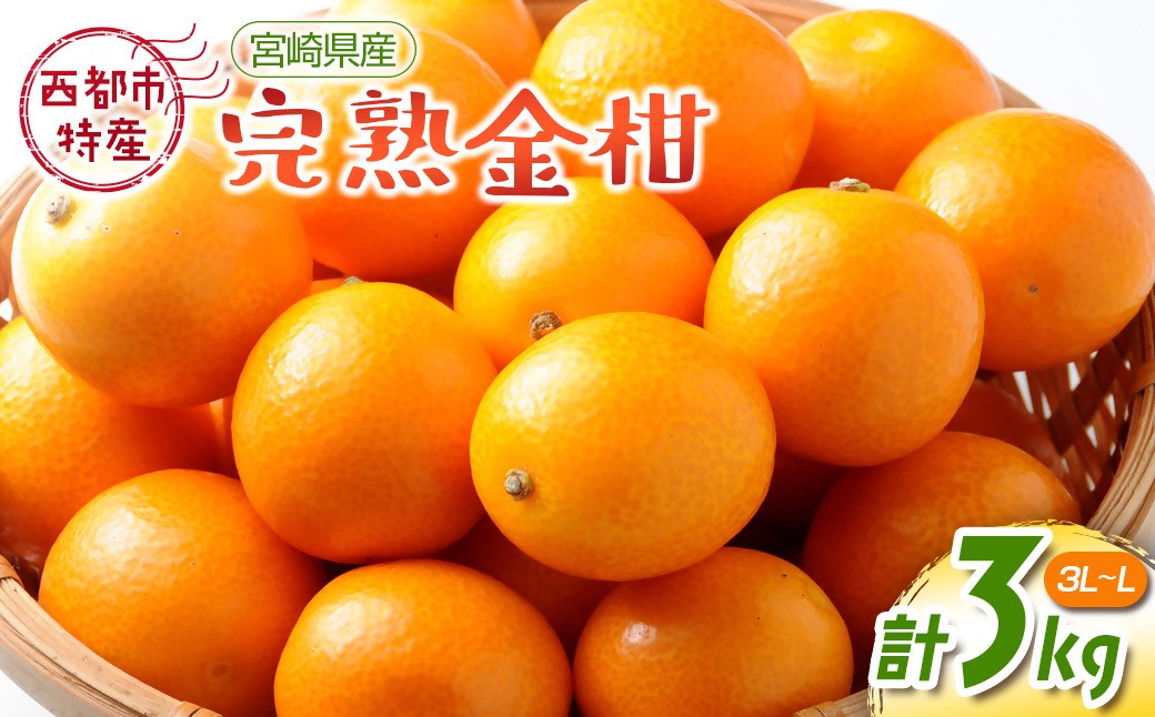 
            宮崎県西都市産完熟金柑 きんかん3kg（3L～L）西都市特産品＜1.2-41＞【先行予約】
          