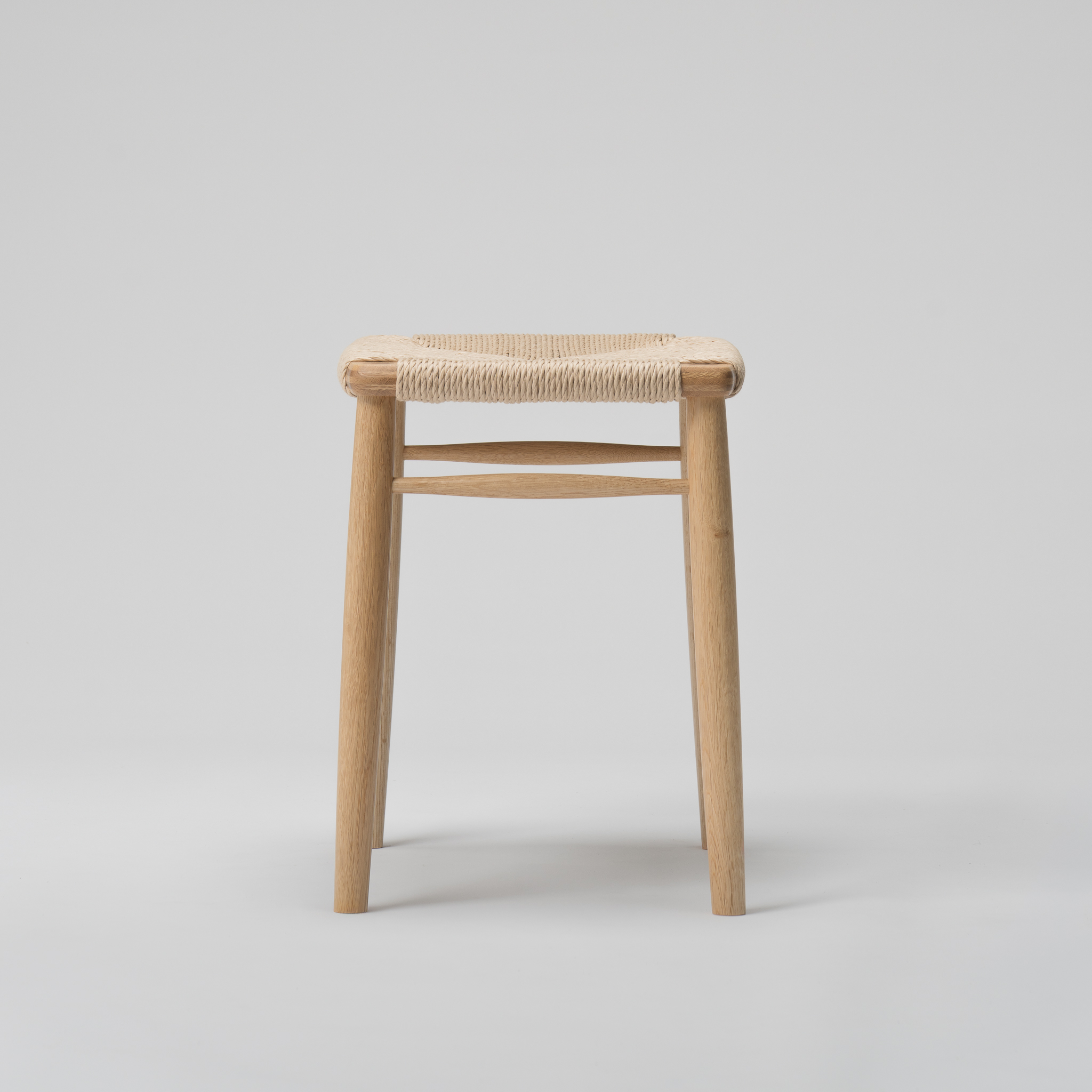 【木と暮らしの工房】 H.O.スツール　4-leg　＜樹種：ナラ／座面：ペーパーコード＞