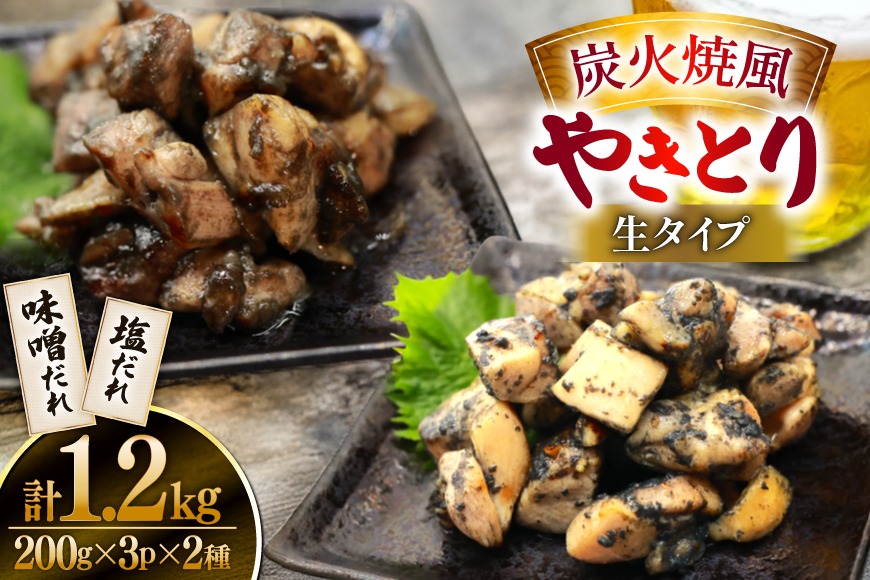 【新登場】 炭火焼鳥 炭火焼風やきとり 生タイプ 塩だれ 味噌だれ 各200g×3p 計6P [日本ハムマーケティング 宮崎県 日向市 452061508] 鶏もも 鶏 宮崎 おつまみ 酒のアテ 炭火焼 炭火焼き やきとり