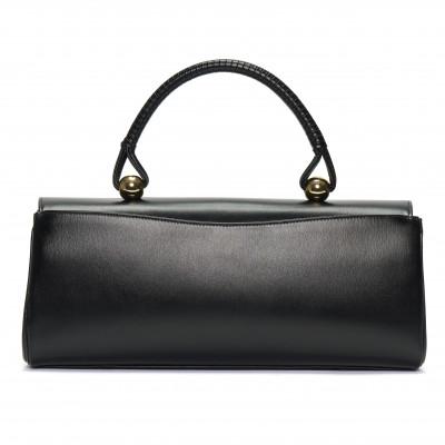 ふるさと納税 御代田町 【濱野皮革工藝のバッグ】ロイヤルスタンド ワイド(ブラック×ゴールド) |  | 01