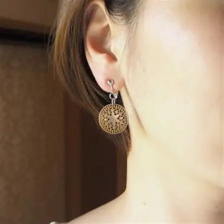 茶蝶貝「ベツレヘムパール風」イヤリング_装飾品・工芸品 ピアス・イヤリング アクセサリー _【1231826】