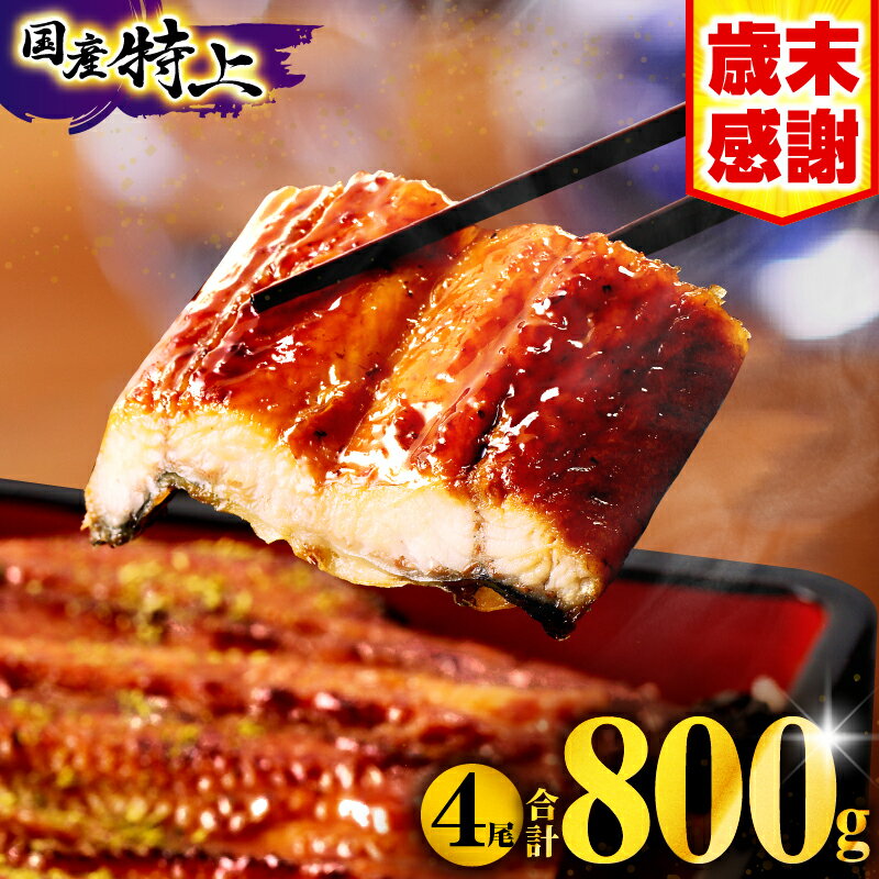 【数量限定】国産うなぎ蒲焼4尾 計800g以上 鰻蒲焼ウナギ蒲焼用たれさんしょうのセット