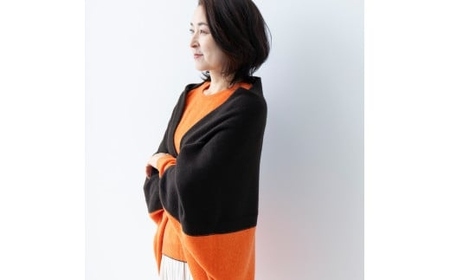 カシミヤ ドルマンカーディガン カシミヤ(コゲチャ×キャロット) F≪白田のカシミヤ≫ 