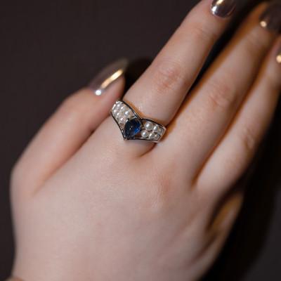 ふるさと納税 山梨県 【13.5号】Pt サファイア 湖水パール シャワーリング |  | 02