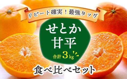 愛媛の人気柑橘2品種をセットに!せとか・甘平 食べ比べ 合計3kg＜訳あり＞＜E25-143＞【1358701】