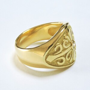 メンズ リング クロス 十字架 ダイヤモンド k18 イエローゴールド m-drk618bok