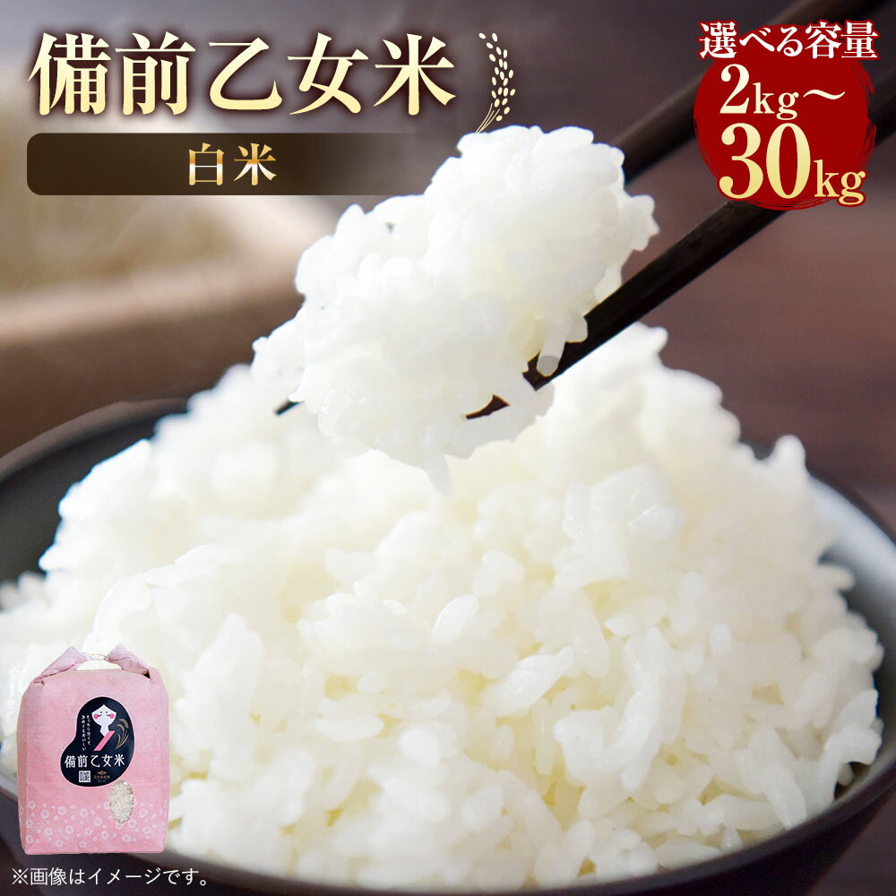 【ふるさと納税】備前乙女米 白米〈選べる〉 計2kg～30kg 特A 令和7年産 森のくまさん 精米 お米 米 おこめ ごはん ご飯 選べる 容量 2kg 4kg 5kg 10kg 20kg 30kg 岡山県 美咲町 送料無料【2026年9月下旬迄発送予定】