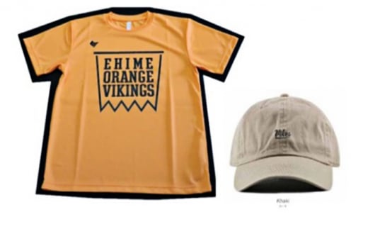 会場をオレンジに染めよう！バイクスTシャツ・キャップセット＜グッズ スポーツ オリジナル 応援 セット バスケ 愛媛オレンジバイキングス バイクス 愛媛県＞