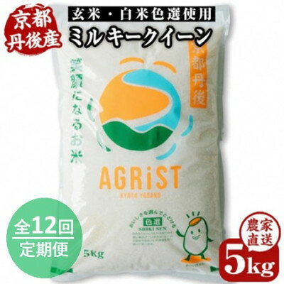【ふるさと納税】【毎月定期便】丹後産ミルキークイーン 精米5kg(全3回～全12回)冷めても美味しいモチモチふっくら【G4059238】