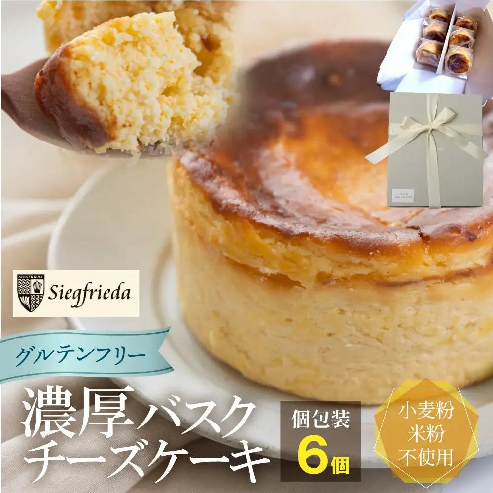 【グルテンフリー】バスクチーズケーキ 個包装 6個（6cm×4cm）チーズケーキ【冷凍発送】【32-9】