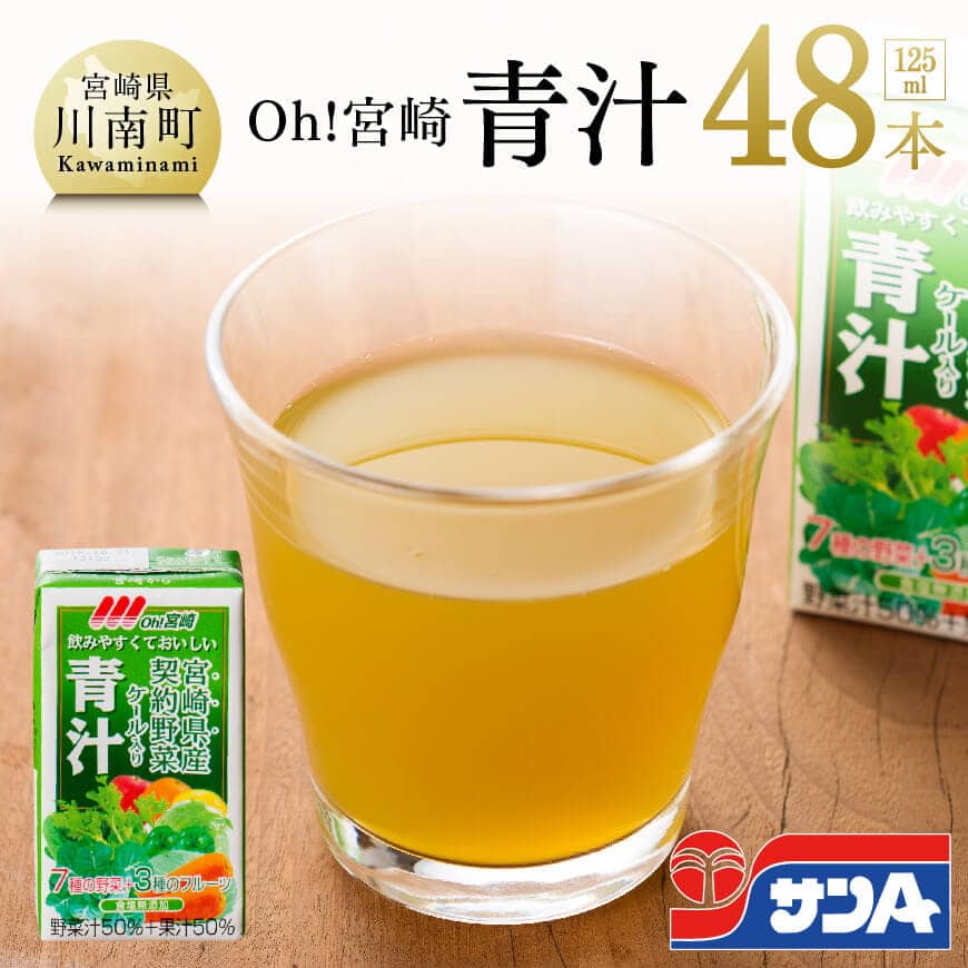 【ふるさと納税】青汁 サンA 125ml 48本 セット 飲料 宮崎県産ケール 緑黄色野菜成分 食塩 砂糖を 不使用 九州 宮崎県 川南町 送料無料 F3013