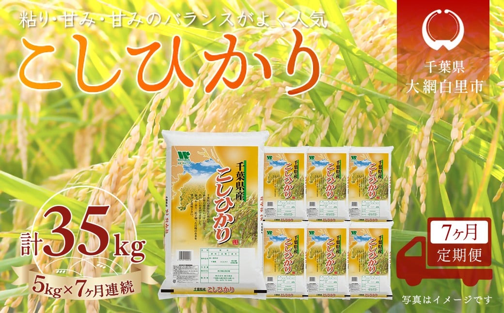 
                  ＜7か月定期便＞ 千葉県産「コシヒカリ」精米 5kg×7か月連続 計35kg
                