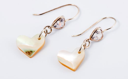 悠ヶ風の夜光貝 ＜ シルバーハートピアス ＞｜沖縄 那覇市 ファッション アクセサリー ストラップ 夜光貝 手作り