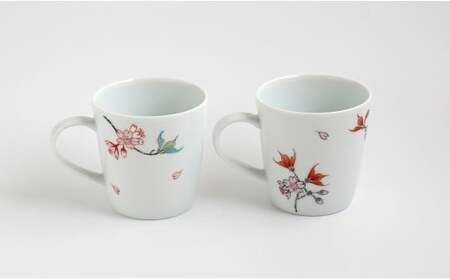 有田焼 桜文マグカップペア 【仁窯】 マグカップ ペア 桜 桜柄 花柄 コーヒーカップ 紅茶 カップセット 食器 ギフト ペアセット dq009