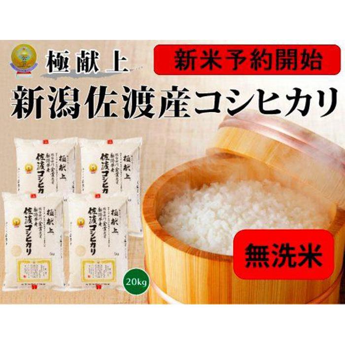 【ふるさと納税】【新米・先行予約】新潟県佐渡産コシヒカリ20kg＜無洗米＞5kg×4 | お米 こめ 白米 食品 人気 おすすめ 送料無料