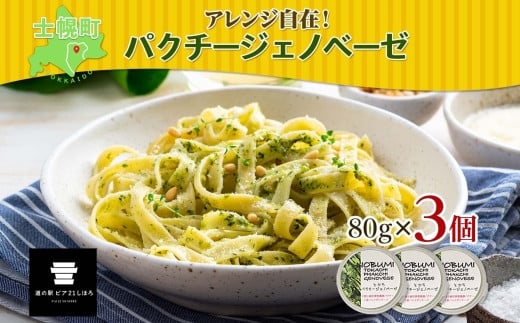 
北海道 パクチー ジェノベーゼ 80g×3個 ペースト ディップソース パクラー パスタ スパゲティ おつまみ お酒のお供 冷凍 お取り寄せ 送料無料 十勝 士幌町【L39】
