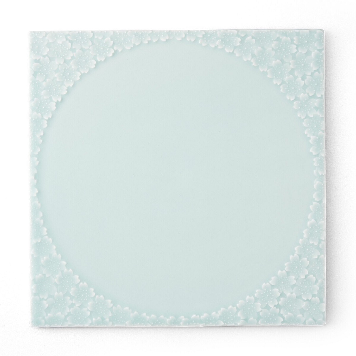 【伊万里焼】モイスト 桜彫 スクエアプレート H1186