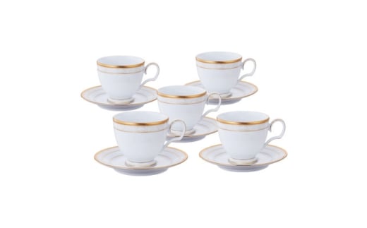 ノリタケ＜ハンプシャーゴールド＞カップ&ソーサー　5客【1637908】