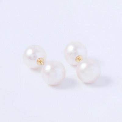 ふるさと納税 中央市 K18アコヤパールピアス ×アコヤパールキャッチ　1ペア(両耳用) |  | 01