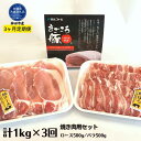 【ふるさと納税】【3ヶ月定期便】まごころ豚 焼き肉セット 1kg（ロース＆バラ）×3回（茨城県共通返礼品・鉾田市産）