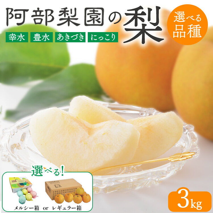 【ふるさと納税】【選べる梱包・品種】阿部梨園の梨（3kg　メルシー箱・レギュラー箱）幸水・豊水・あきづき・にっこり　※離島への配送不可