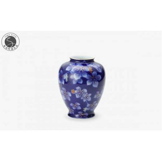 有田焼 呉須ブドー 8号 花生【深川製磁】花瓶 花器 壺 インテリア 伝統工芸 縁起柄 A120-29
