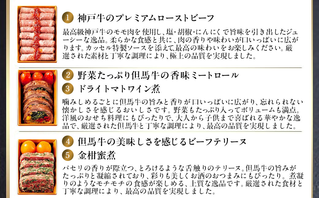 神戸牛・但馬牛の肉おせち 一段重 4人分 / おせち 御節 お節 おせち料理 神戸牛 但馬牛 国産牛 黒毛和牛 ブランド牛 牛肉 牛 肉 お肉 正月 お正月 正月料理 AS14I9