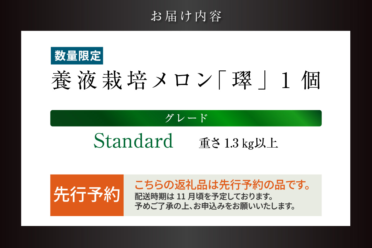 【先行予約】養液栽培メロン「?」1玉【Standard】（重さ1.3㎏以上）｜メロン めろん フルーツ 常滑市
