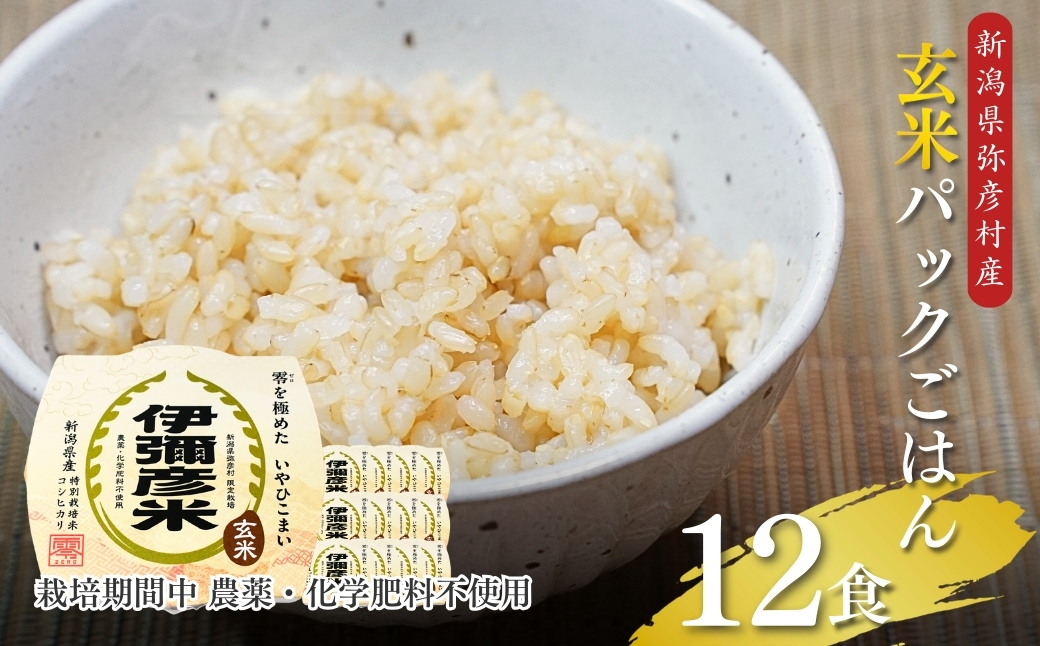 ＜伊彌彦米零玄米パックごはん＞皇室献上米 150g入り×12パック | 新潟県 弥彦村