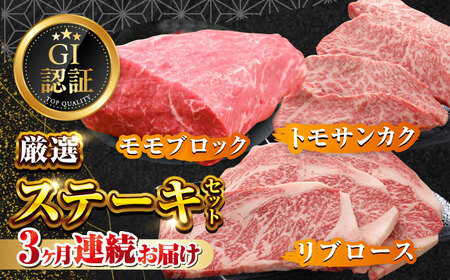 【全3回定期便】【GI認証】くまもとあか牛 食べ比べ F リブロース トモサンカク 赤身モモブロック【有限会社 三協畜産】[YCG143]