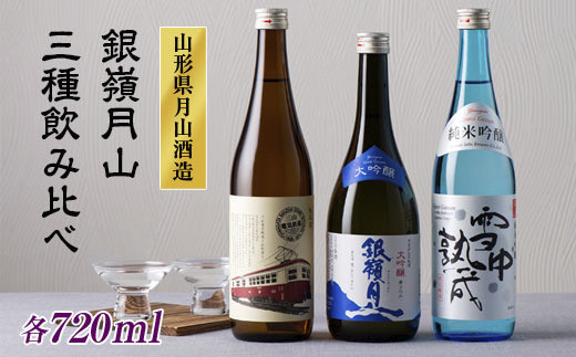 山形の地酒【銀嶺月山】3種飲みくらべ 720ml×3本 山形県 西川町 FYN6-587