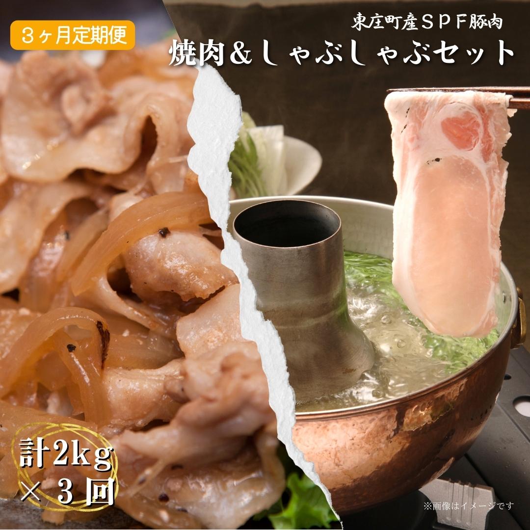 【ふるさと納税】【3ヶ月定期便】東庄町産SPF豚肉 焼肉＆しゃぶしゃぶセット 計6kg 2kg×3回 豚肉 豚 ロース バラ 焼肉 焼き肉 しゃぶしゃぶ 真空パック 冷蔵 柔らかい 詰め合わせ 千葉県 東庄町