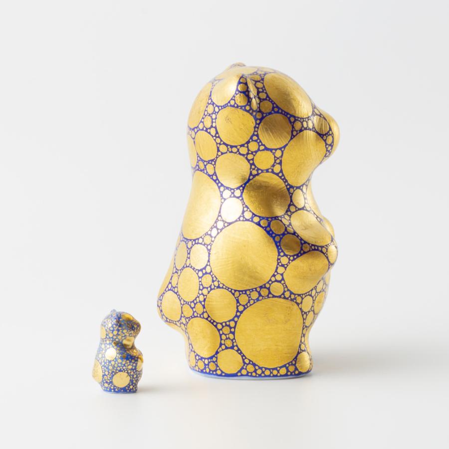 ＜momoco＞有田焼　momoco bear【小野鉄兵　金襴手ドット青】