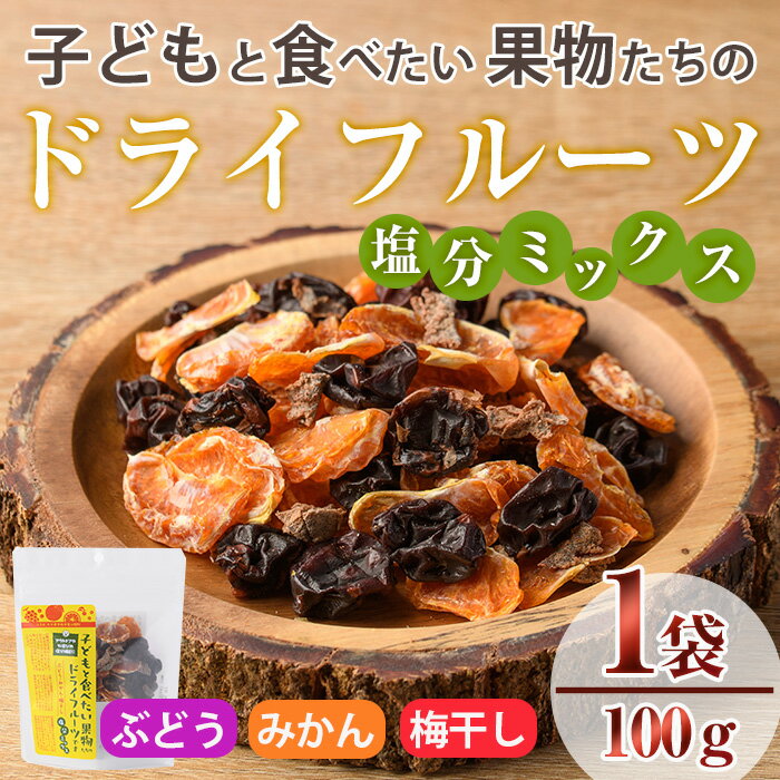 【ふるさと納税】子どもと食べたい果物たちのドライフルーツ 塩分ミックス(100g) ドライフルーツ ぶどう みかん 梅干し フルーツ 果物 砂糖不使用 オイル不使用 塩分補給【100703000】【宮田ファミリーぶどう園】