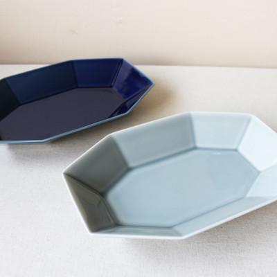 ふるさと納税 瑞浪市 小田陶器のOct　26.5八角多用皿2枚セット(瑠璃×薄灰)使いがいのある八角多用皿　 |  | 01