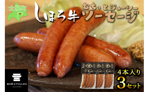 北海道 しほろ牛 ソーセージ 4本入×3セット 計12本 牛 牛肉 ビーフ 加工品 おかず 惣菜 お惣菜 おつまみ 国産 冷凍 詰合せ お取り寄せ 14000円 送料無料 十勝 士幌町【L15】