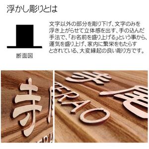 木製浮かし彫り表札(正方形) FCG004