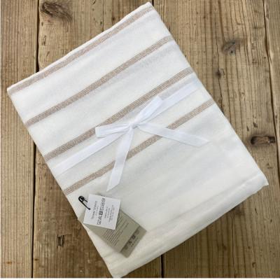 ふるさと納税 和歌山市 オーガニックコットンタオルシーツ　Sサイズ(145×230cm)ボーダーブラウン　SNS-13-BR |  | 02