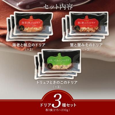 ふるさと納税 古賀市 シェフのおすすめドリア3種セット×3　(株)ピエトロ |  | 01
