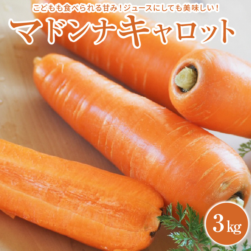 ＜フジテレビ『どっちのふるさと？』で紹介されました！＞ こどもも食べられる甘み！ジュースにしても美味しい！「マドンナキャロット」 3kg　H105-122