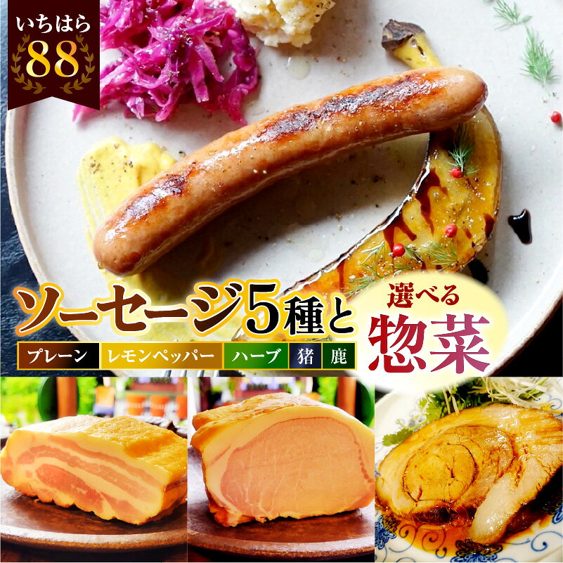 【ふるさと納税】 時代家 ソーセージ 5種 各1パック + 選べる 惣菜 : チャーシュー / ベーコン / ロースハム 1個 | 肉 豚肉 豚 ウインナー チョリソー ハム もち豚 おかず おつまみ セット 詰め合わせ 冷凍 小分け ギフト お取り寄せ グルメ 送料無料 市原 千葉県 市原市