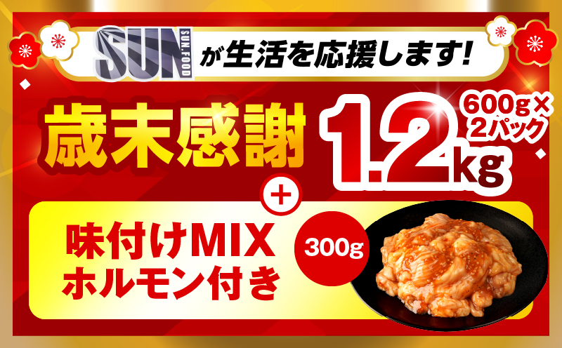 【歳末感謝】【数量・期間限定】《訳あり》厚切り 牛タン 塩味 計1.2kg 味付けMIXホルモン付き 牛肉 肉 精肉 味付き タン タン塩 塩タン 不揃い 規格外 小分け パック 簡単調理 焼くだけ 