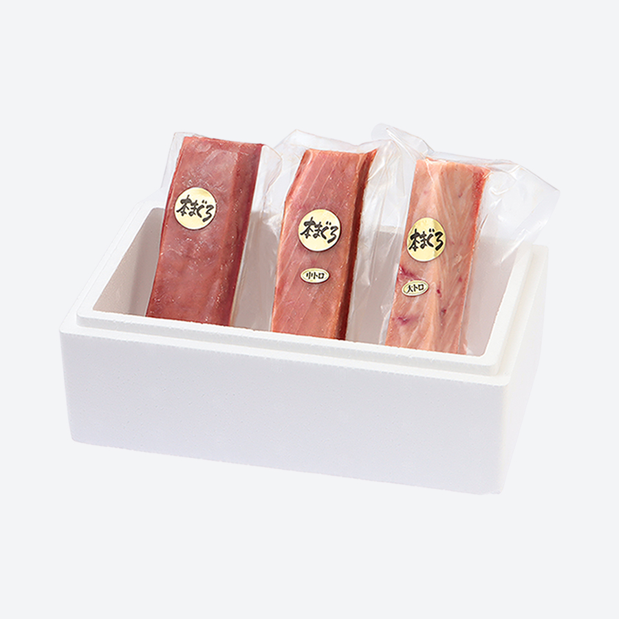 ＜川魚問屋丸三商店＞天然「本まぐろ」赤身・大トロ・中とろセット各200g（計600g）
