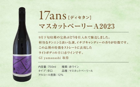 農林高校ワイン　17ans[ディセタン]2023　ヴィンテージ4本セット　高校生ワイン　赤ワイン　白ワイン　チャレンジ　企画　飲み比べ　農林ワイン　高校生 山梨県 甲斐市 AD-293